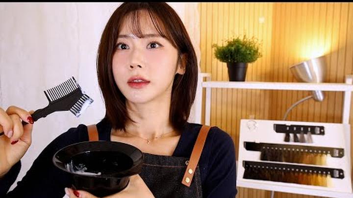 ASMR.sub 겨울 미용실 ✂️ 헤어컷 & 톤다운 염색 (헤어컷 소리·염색 소리·브러싱·샴푸·고데기)