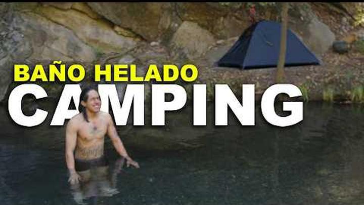 Campamento EN LA MONTAÑA con BAÑO FRIO en el ESTANQUE