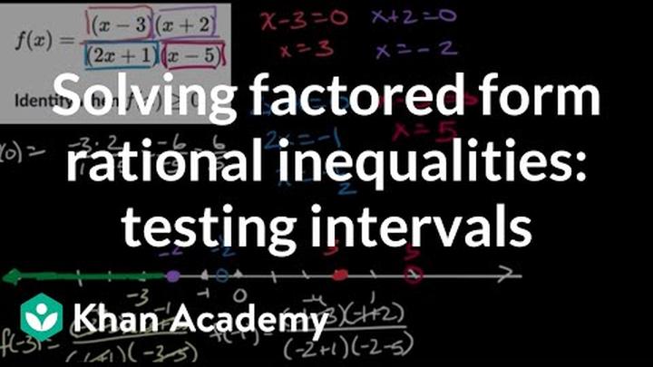Solving factored form rational inequalities by testing intervals | Precalculus | Khan Academy