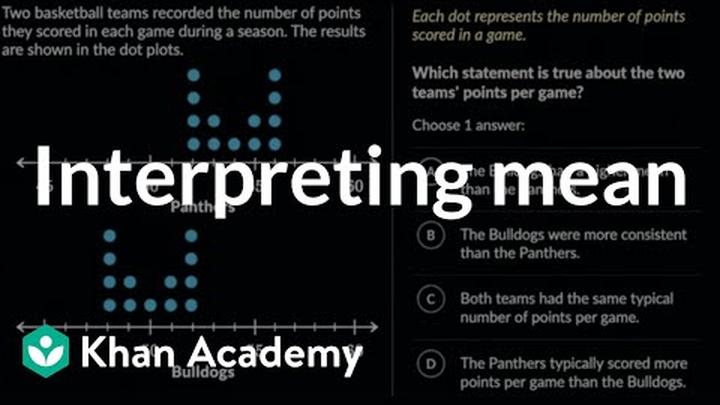 Interpreting mean | 6th grade math (Illustrative Math-aligned) | Khan Academy