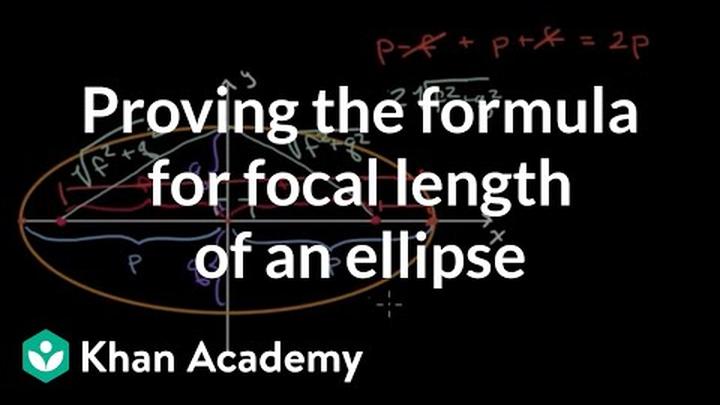 Proving the formula for focal length of an ellipse | Precalculus | Khan Academy