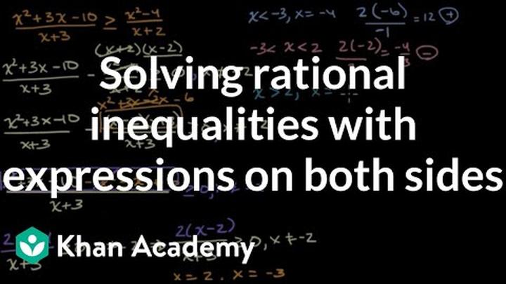 Solving rational inequalities by testing intervals rational expression on both sides | Khan Academy