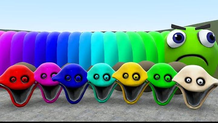 ROBLOX HUNGRY WORM ALL COLORS AND RAINBOW VS ALL MONSTERS In Garry's Mod!